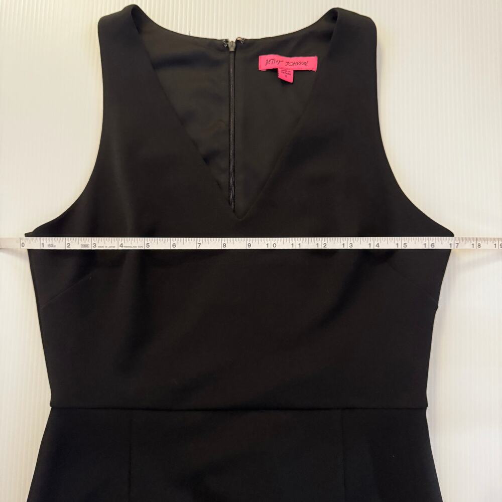 Betsey Johnson Black Scuba Crepe V-Neck Flounce Hem Midi Dress 6 Event Occasion - Picture 9 of 16